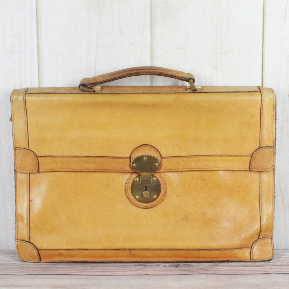 VINTAGE! STRADELLINA Men's Brown Leather Briefcase